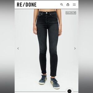 Re/Done Extra Stretch High Rise Ankle Crop in Noir Size 26